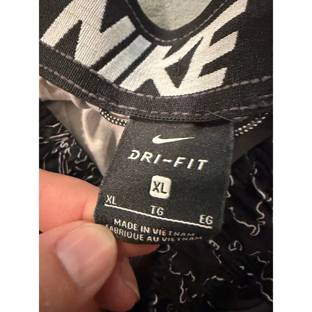 Nike Boys XL Dri-FIT Basketball Shorts Black White Topo Map Print Swoosh Logo